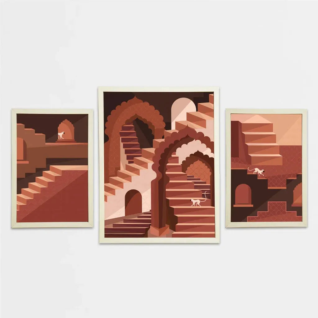Amber Stepwell Art Print Set (Set of 3)