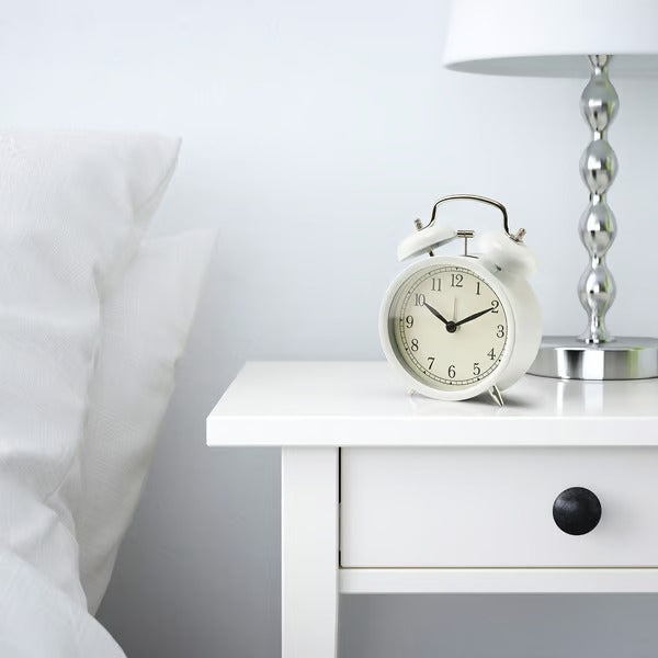 Vintage White Twin Bell Alarm Clock